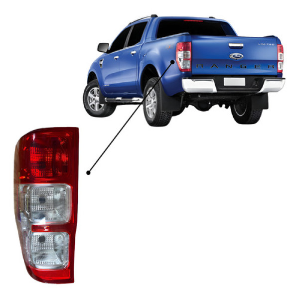 Lanterna Traseira Esquerda  Ford Ranger 2013 A 2022  Esquerdo Vermelho