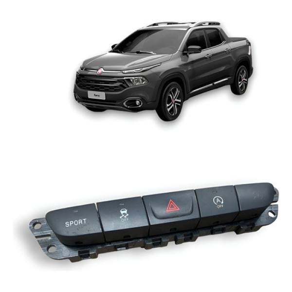 Botão Pisca Alerta Fiat Toro 2018 Preto